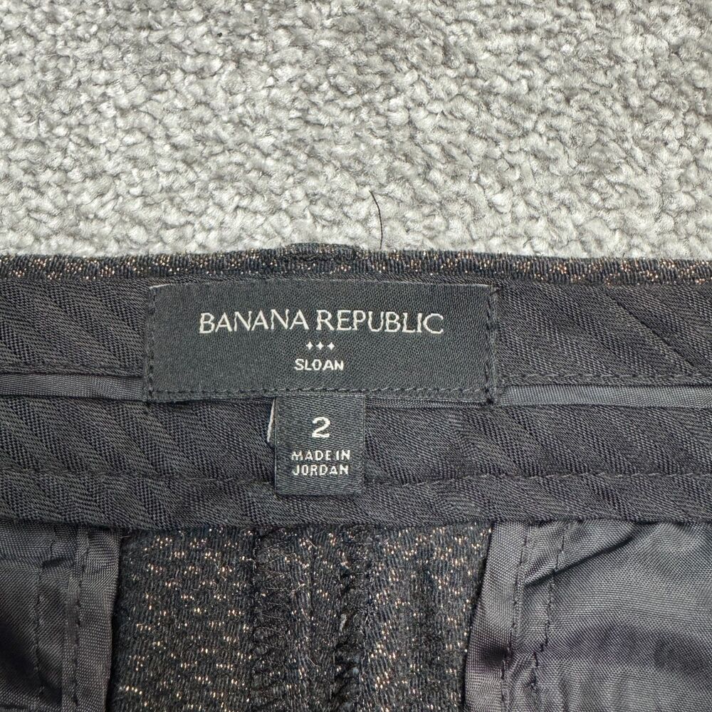 Banana Republic Sloan Metallic Slim Fit Ankle Pants Women 2 Gold Bronze Textured - Picture 3 of 16